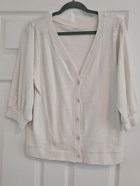Sonoma Off-White Button-Front V-Neck Women's Top